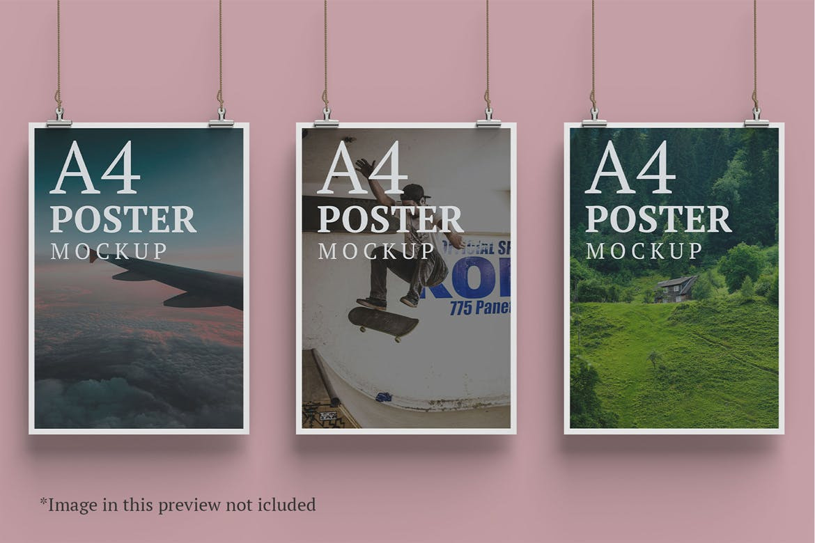 Download A4 Hanging Poster Mockup - 10 PSD Files - designlever